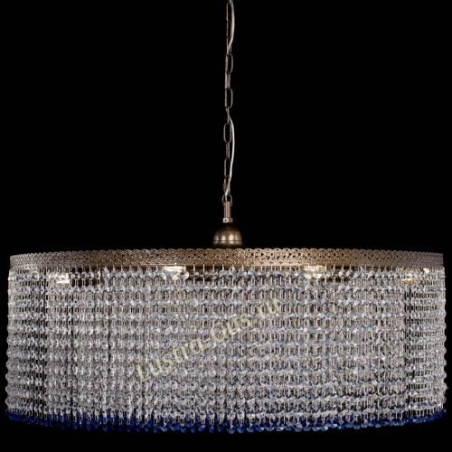 Люстра Милан капель №10 под бронзу синяя с подвесом в Химках Гусь Хрустальный