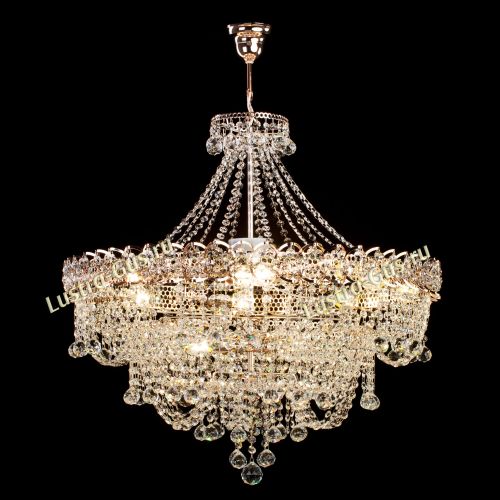 Люстра Водопад Софья, Диаметр 700 мм, Золото Гусь Хрустальный