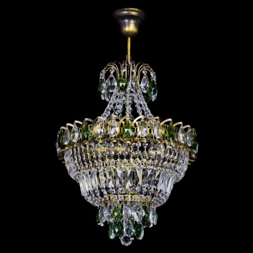 Люстра Ника Зеленая под бронзу, диаметр - 400 мм Гусь Хрустальный