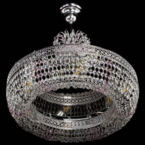 Люстра Венеция Кольцо с подвесом Розовая в Химках Гусь Хрустальный