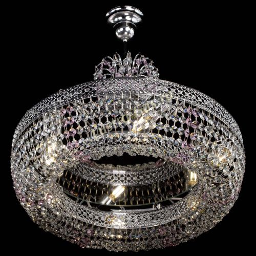 Люстра Венеция Кольцо с подвесом Розовая в Химках Гусь Хрустальный