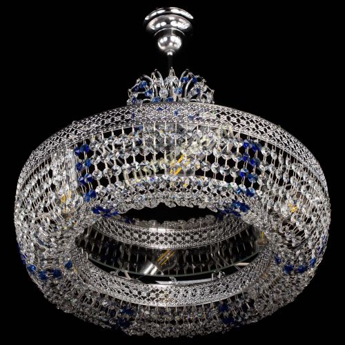 Люстра Венеция Кольцо с подвесом Синяя в Химках Гусь Хрустальный