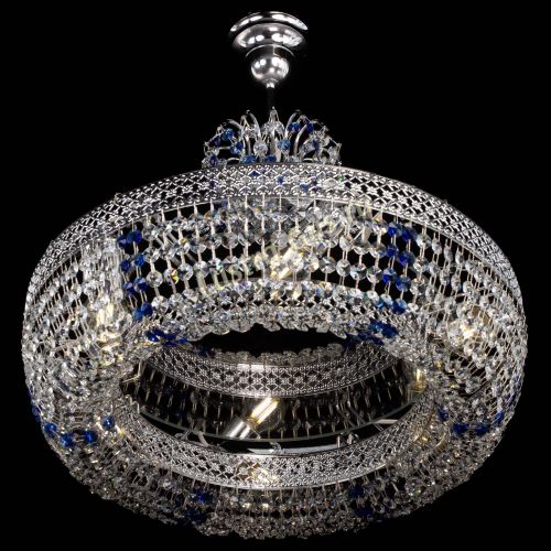Люстра Венеция Кольцо с подвесом Синяя в Химках Гусь Хрустальный