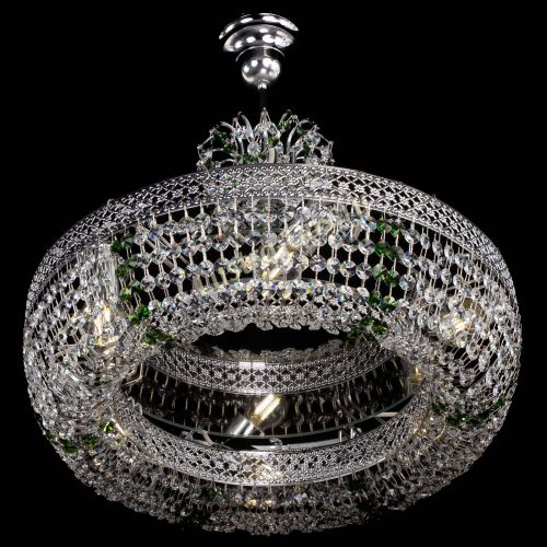 Люстра Венеция Кольцо с подвесом Зеленая в Химках Гусь Хрустальный