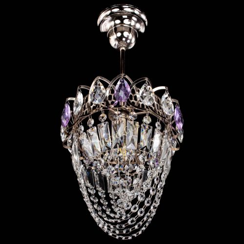 Люстра Водоворот №1 мини с подвесом фиолетовая в Химках Гусь Хрустальный