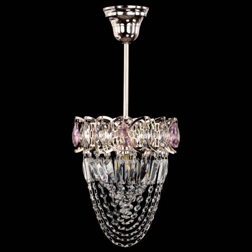 Люстра Водоворот №1 мини с подвесом розовая в Химках Гусь Хрустальный