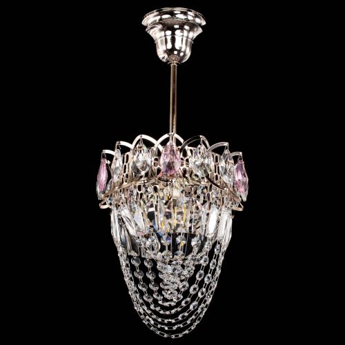 Люстра Водоворот №1 мини с подвесом розовая в Химках Гусь Хрустальный