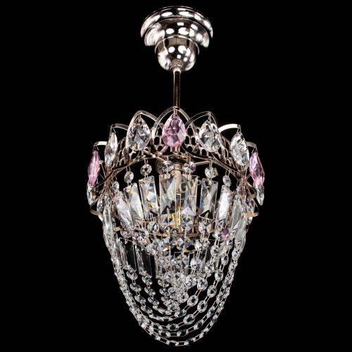 Люстра Водоворот №1 мини с подвесом розовая в Химках Гусь Хрустальный