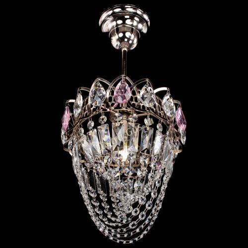 Люстра Водоворот №1 мини с подвесом розовая в Химках Гусь Хрустальный