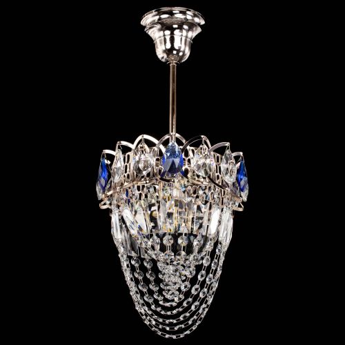 Люстра Водоворот №1 мини с подвесом синяя в Химках Гусь Хрустальный