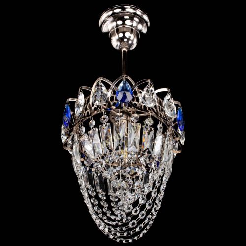 Люстра Водоворот №1 мини с подвесом синяя в Химках Гусь Хрустальный