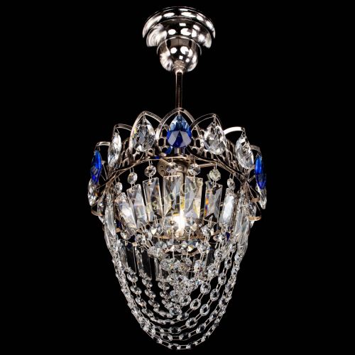 Люстра Водоворот №1 мини с подвесом синяя в Химках Гусь Хрустальный