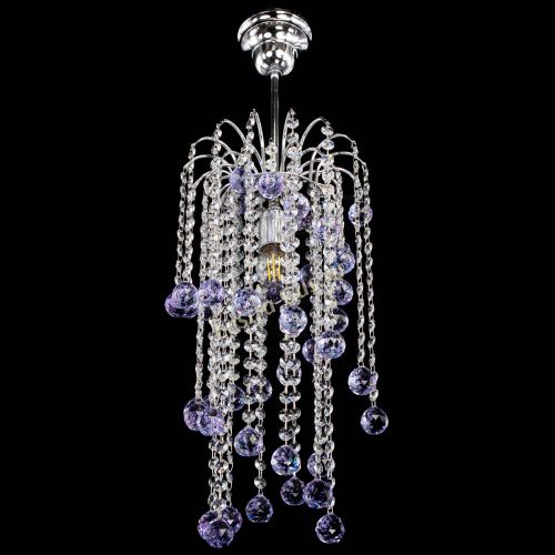 Люстра Зима каскад шар 30 фиолетовая в Химках Гусь Хрустальный