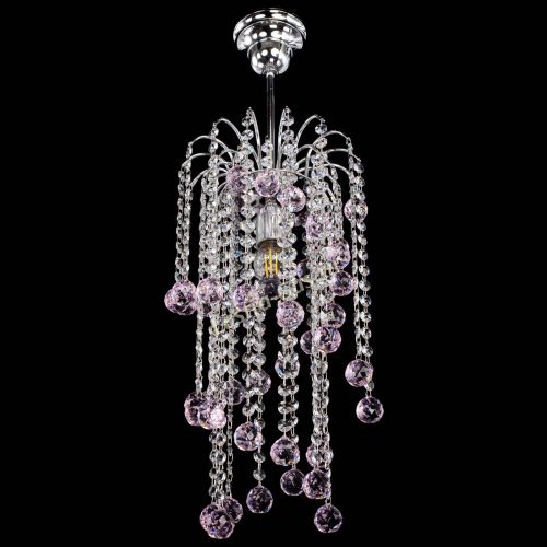 Люстра Зима каскад шар 30 розовая в Химках Гусь Хрустальный