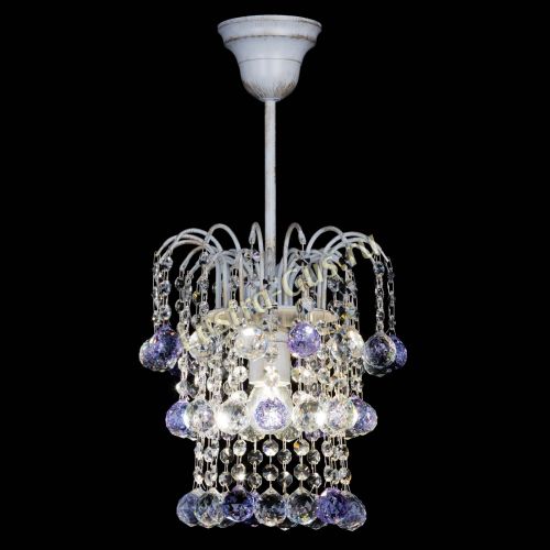 Люстра Зима шар фиолетовая (белая патина)  в Химках Гусь Хрустальный