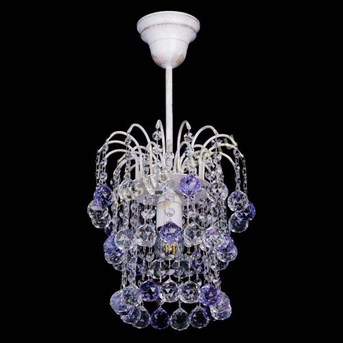 Люстра Зима шар фиолетовая (белая патина)  в Химках Гусь Хрустальный
