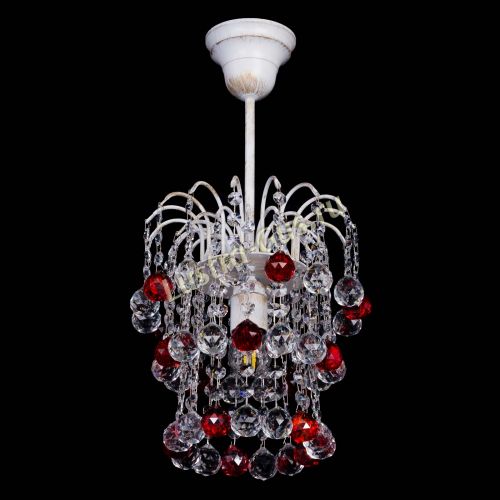 Люстра Зима шар красная (белая патина)  в Химках Гусь Хрустальный