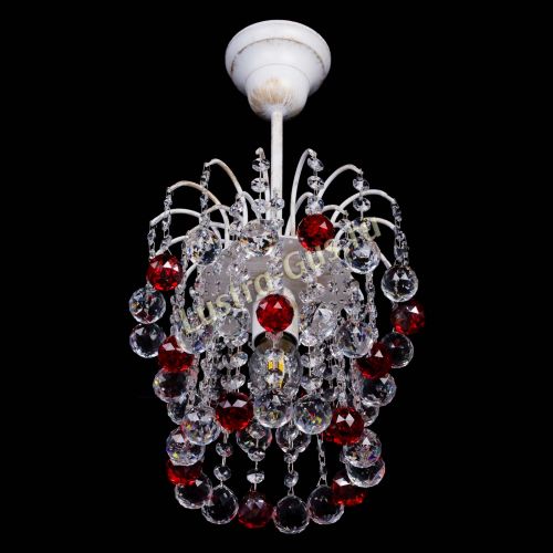 Люстра Зима шар красная (белая патина)  в Химках Гусь Хрустальный