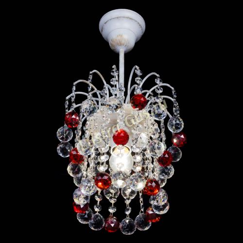 Люстра Зима шар красная (белая патина)  в Химках Гусь Хрустальный