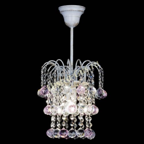 Люстра Зима шар розовая (белая патина)  в Химках Гусь Хрустальный