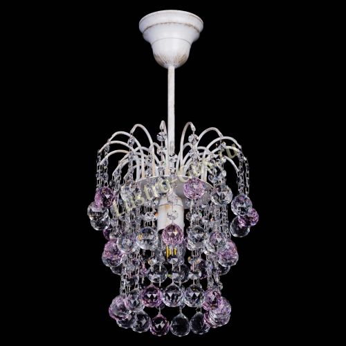 Люстра Зима шар розовая (белая патина)  в Химках Гусь Хрустальный