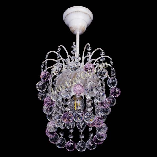 Люстра Зима шар розовая (белая патина)  в Химках Гусь Хрустальный