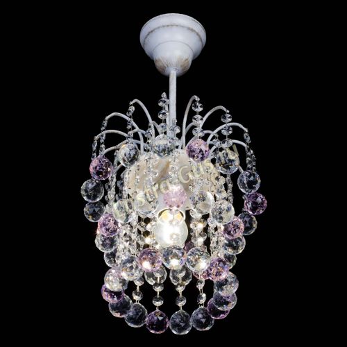 Люстра Зима шар розовая (белая патина)  в Химках Гусь Хрустальный