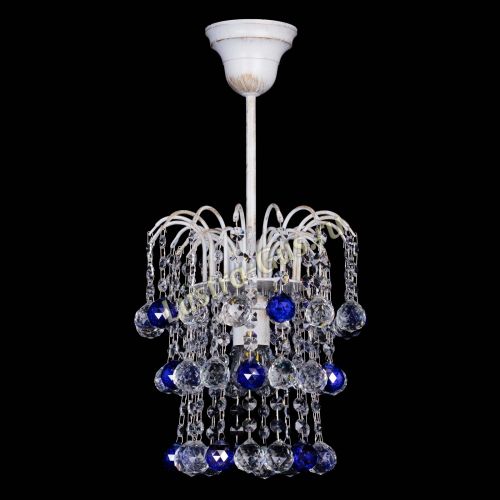 Люстра Зима шар синяя (белая патина)  в Химках Гусь Хрустальный