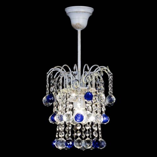 Люстра Зима шар синяя (белая патина)  в Химках Гусь Хрустальный