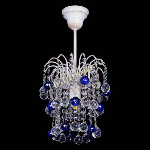 Люстра Зима шар синяя (белая патина)  в Химках Гусь Хрустальный