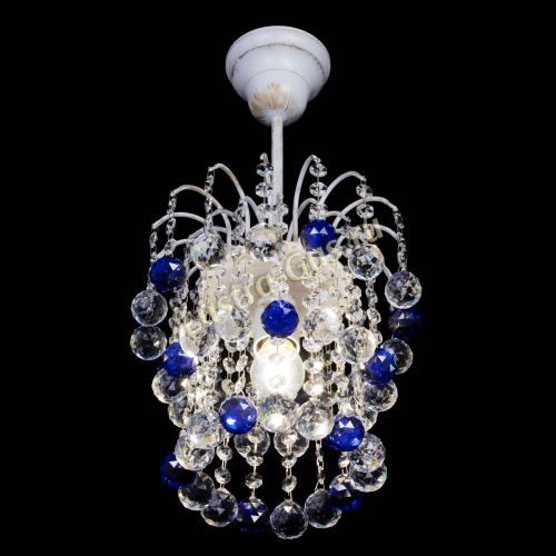 Люстра Зима шар синяя (белая патина)  в Химках Гусь Хрустальный