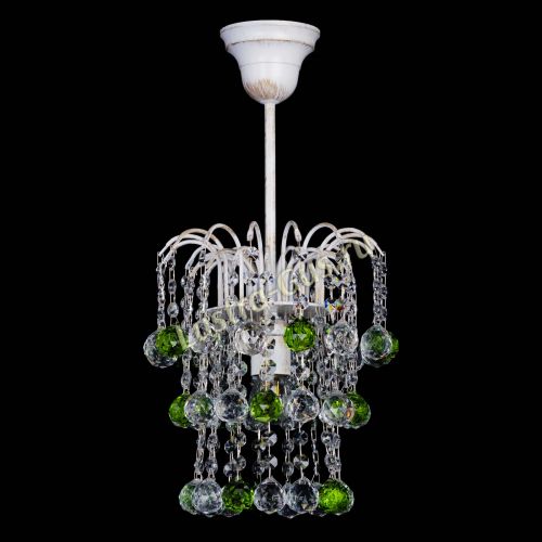 Люстра Зима шар зеленая (белая патина)  в Химках Гусь Хрустальный