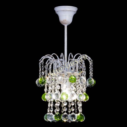 Люстра Зима шар зеленая (белая патина)  в Химках Гусь Хрустальный