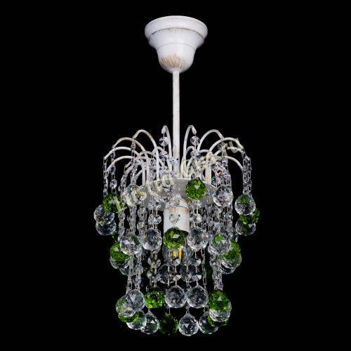 Люстра Зима шар зеленая (белая патина)  в Химках Гусь Хрустальный