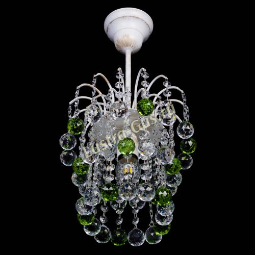 Люстра Зима шар зеленая (белая патина)  в Химках Гусь Хрустальный