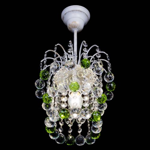 Люстра Зима шар зеленая (белая патина)  в Химках Гусь Хрустальный