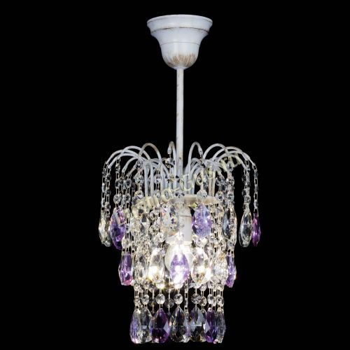 Люстра Зима журавлик фиолетовая (белая патина) в Химках Гусь Хрустальный