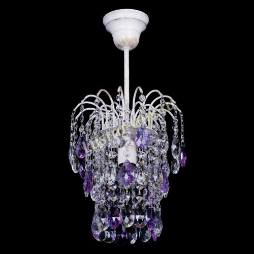 Люстра Зима журавлик фиолетовая (белая патина) в Химках Гусь Хрустальный
