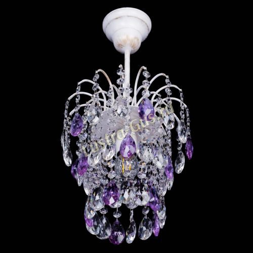 Люстра Зима журавлик фиолетовая (белая патина) в Химках Гусь Хрустальный