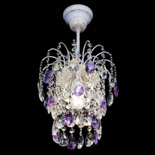 Люстра Зима журавлик фиолетовая (белая патина) в Химках Гусь Хрустальный