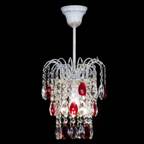 Люстра Зима журавлик красная (белая патина) в Химках Гусь Хрустальный