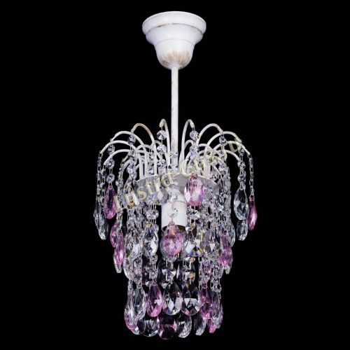 Люстра Зима журавлик розовая (белая патина) в Химках Гусь Хрустальный