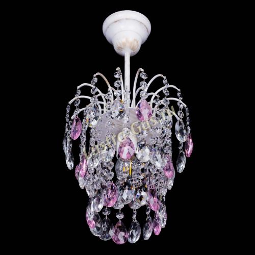 Люстра Зима журавлик розовая (белая патина) в Химках Гусь Хрустальный