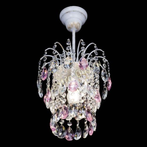 Люстра Зима журавлик розовая (белая патина) в Химках Гусь Хрустальный