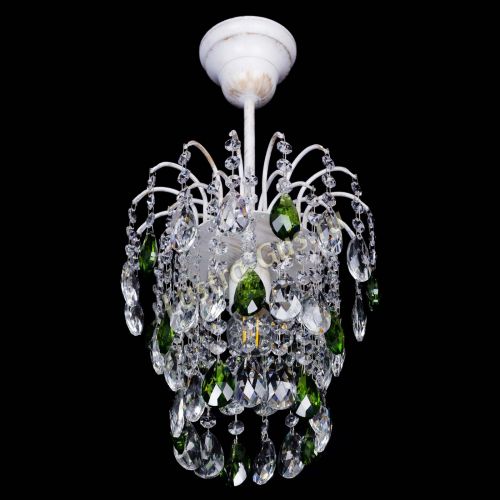 Люстра Зима журавлик зеленая (белая патина) в Химках Гусь Хрустальный