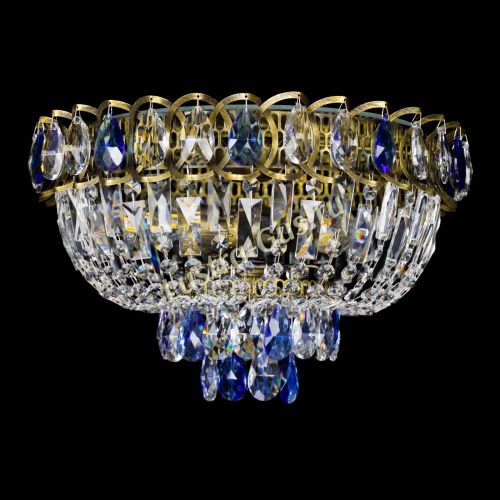 Люстра Астра Бутон №3 синяя под бронзу в Химках Гусь Хрустальный