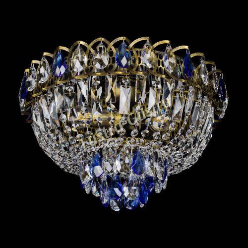 Люстра Астра Бутон №3 синяя под бронзу в Химках Гусь Хрустальный