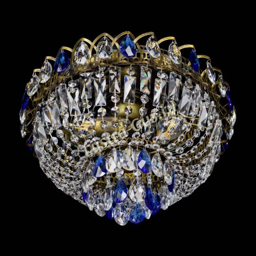 Люстра Астра Бутон №3 синяя под бронзу в Химках Гусь Хрустальный