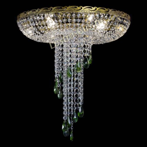 Люстра Диана №6 журавлик зеленая под бронзу  в Химках Гусь Хрустальный