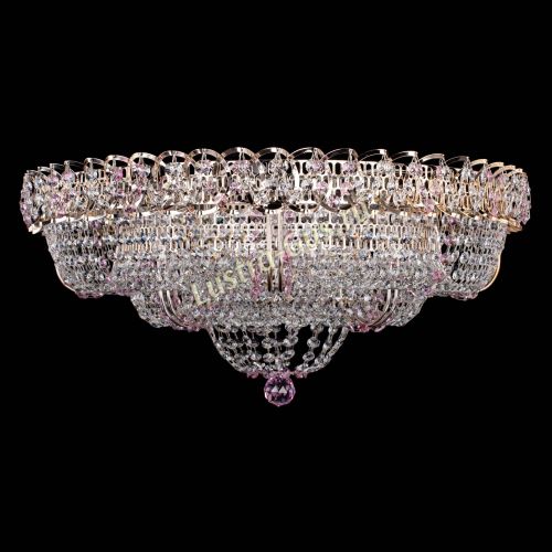 Люстра Двойное Кольцо Классика №6 розовая в Химках Гусь Хрустальный